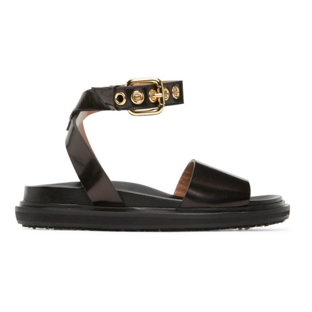 Marni Black Fussbett Ankle Strap Sandals